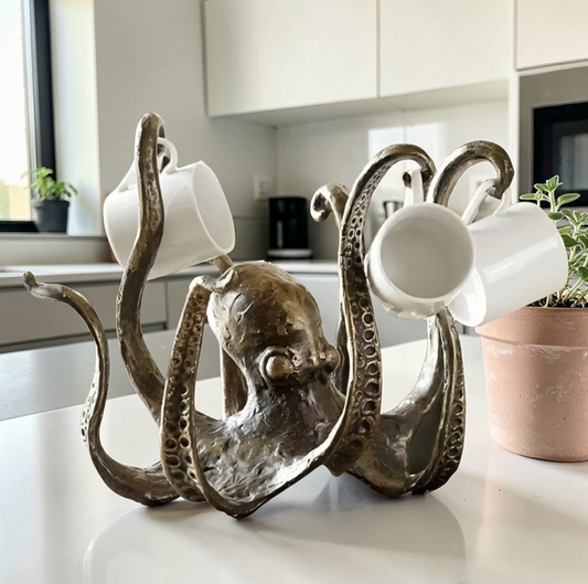 Rustic Octopus Mug Tree with Tentacle Hooks | Unique Coffee Mug Holder for Stylish Kitchen Organization 1