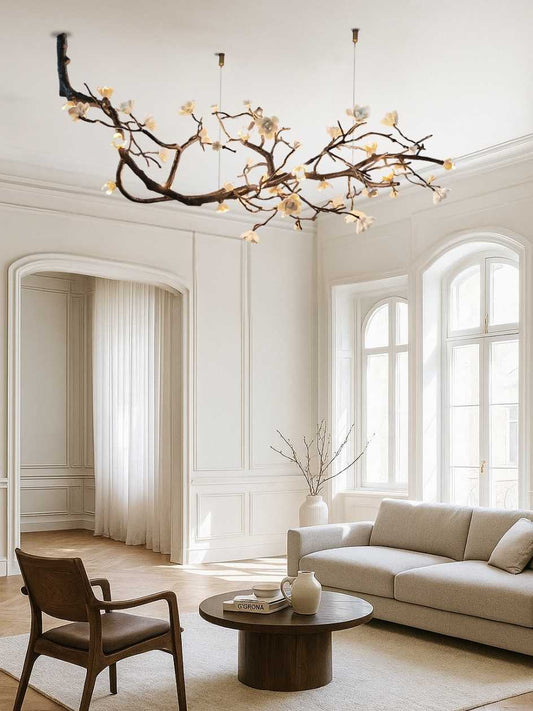 Rustic Tree Branch Chandelier Light with Dimmable LED Bulbs | Customizable Design for Ambient Dining Room Illumination 1