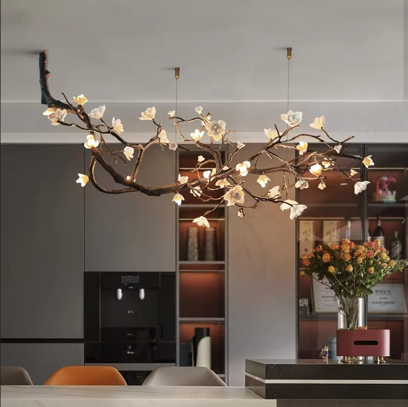 Rustic Tree Branch Chandelier Light with Dimmable LED Bulbs | Customizable Design for Ambient Dining Room Illumination 2