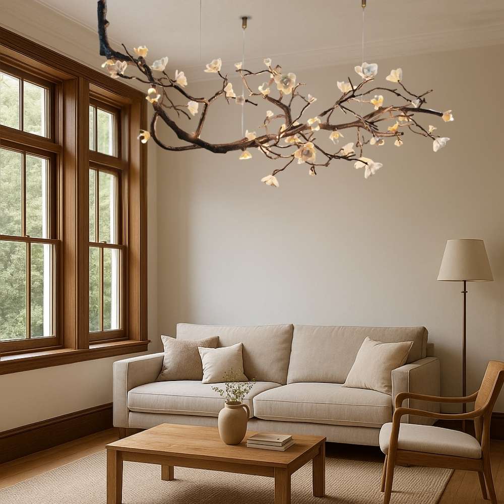Rustic Tree Branch Chandelier Light with Dimmable LED Bulbs | Customizable Design for Ambient Dining Room Illumination 3