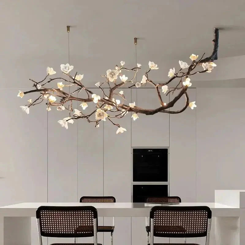 Rustic Tree Branch Chandelier Light with Dimmable LED Bulbs | Customizable Design for Ambient Dining Room Illumination 6