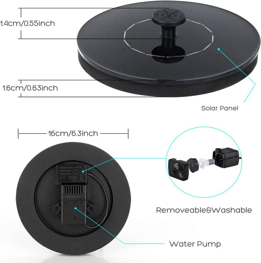 Solar Bird Bath Fountain with LED Light & Customizable Spray Patterns for Enchanting Outdoor Gardens 4