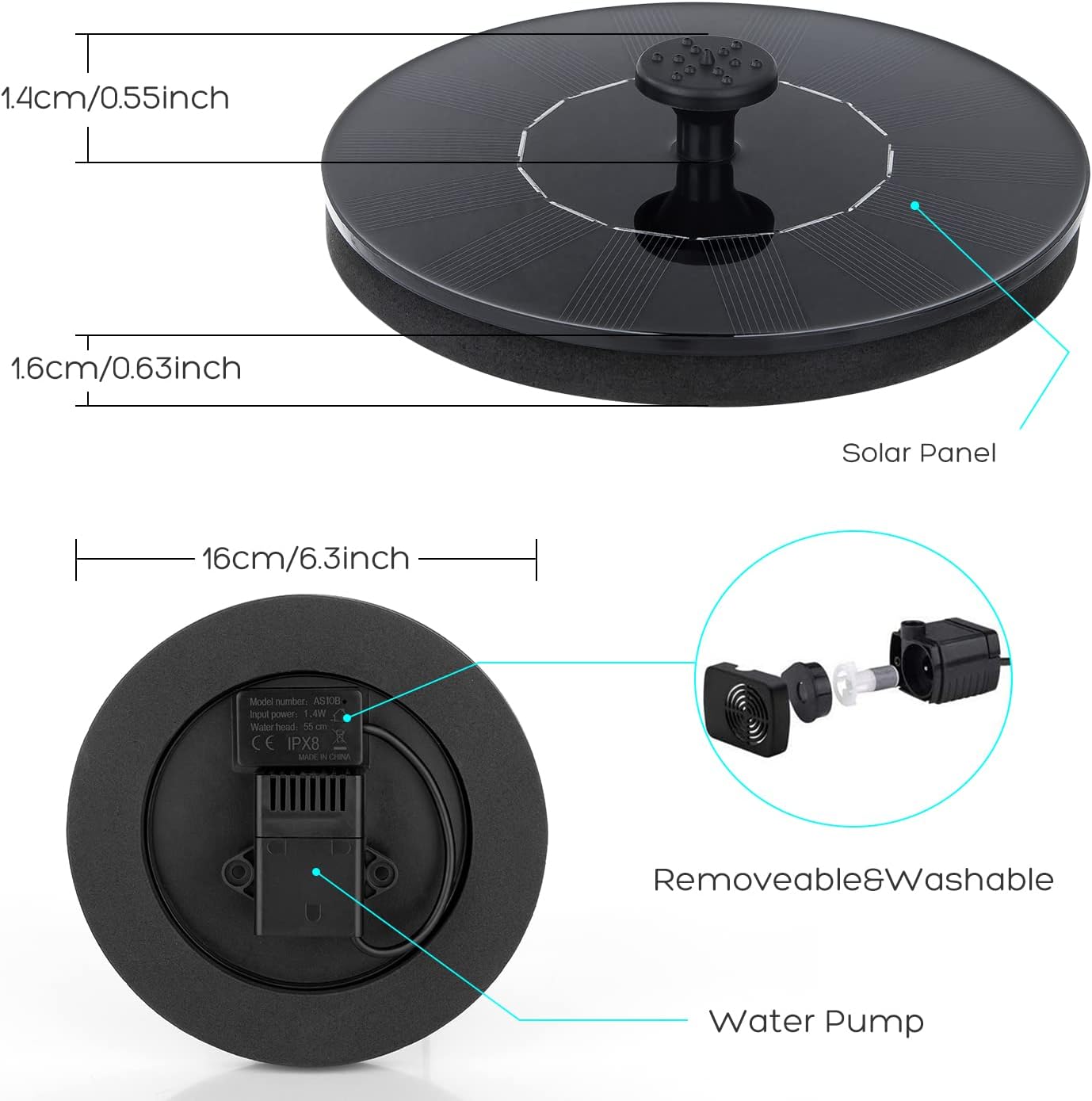 Solar Bird Bath Fountain with LED Light & Customizable Spray Patterns for Enchanting Outdoor Gardens 4