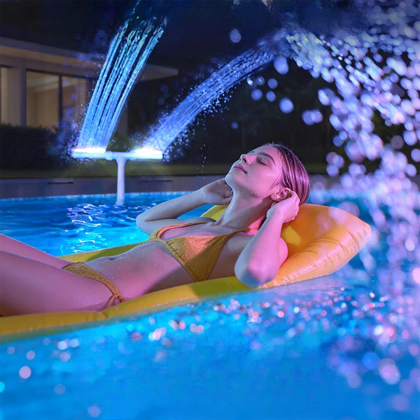 Solar Pool Fountain | RGB LED Water Feature with Remote Control | Stunning Nighttime Ambiance for Swimming Pools 1
