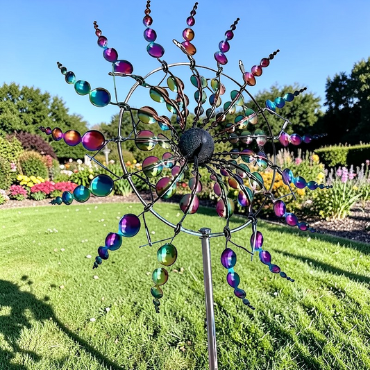 Twilight Twirl | Metal Wind Spinner with Weather-Resistant Design | Kinetic Art for Enchanting Garden Decor 4