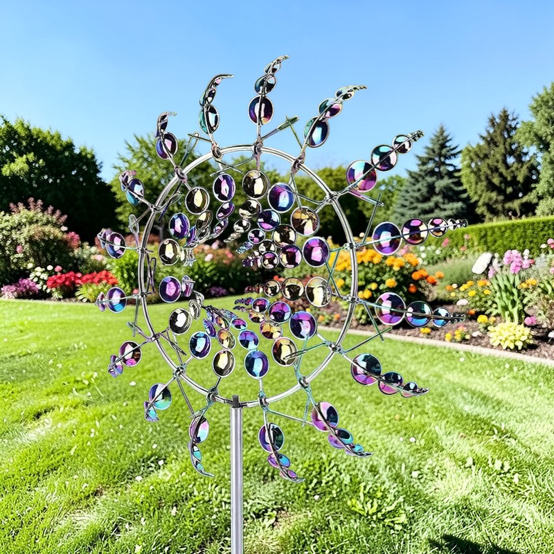 Twilight Twirl | Metal Wind Spinner with Weather-Resistant Design | Kinetic Art for Enchanting Garden Decor 5