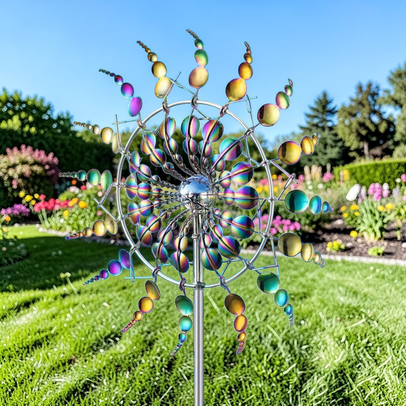 Twilight Twirl | Metal Wind Spinner with Weather-Resistant Design | Kinetic Art for Enchanting Garden Decor 6