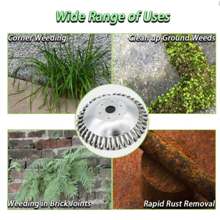 Universal Carbon Steel Weed Brush Trimmer with Twisted Wire Bristles | Efficient Weed Removal for Driveways and Patios 5