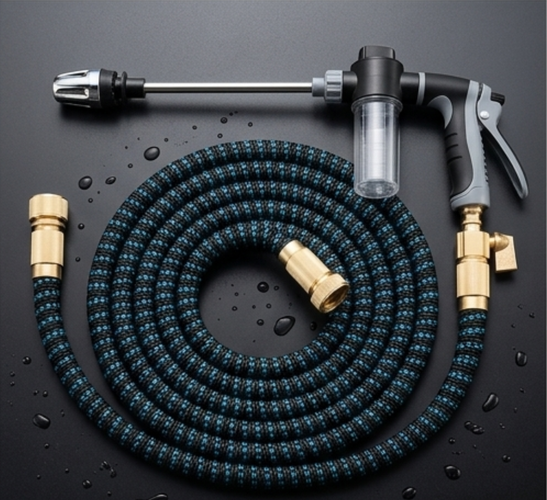 Expandable Garden Hose | High-Pressure Spray Gun with Adjustable Nozzle | Durable Design for Effortless Watering