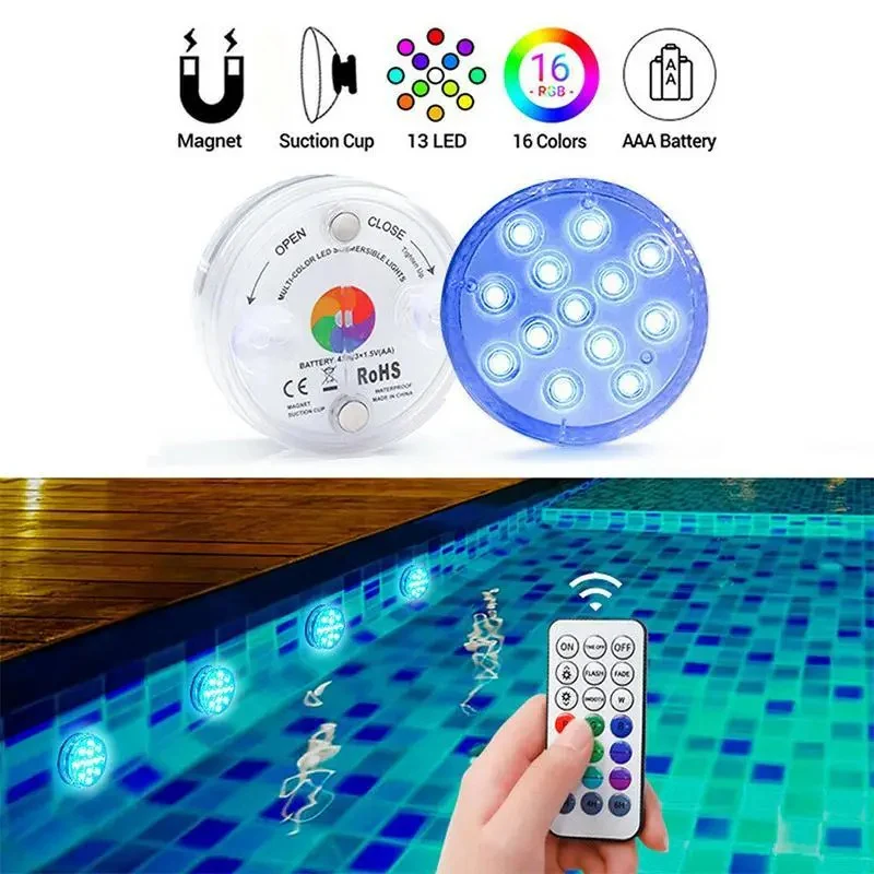 Vibrant Submersible LED Pool Light with Remote Control & 16 Color Options | Perfect for Swimming Pools, Fountains, and Aquariums 1