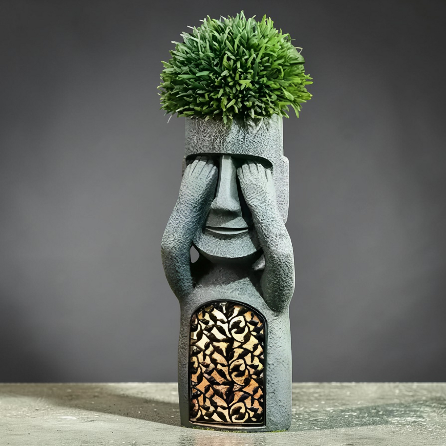 Artistic Face Planter | Outdoor Planter with Solar LED Glow | Unique Home Decor for Creative Spaces