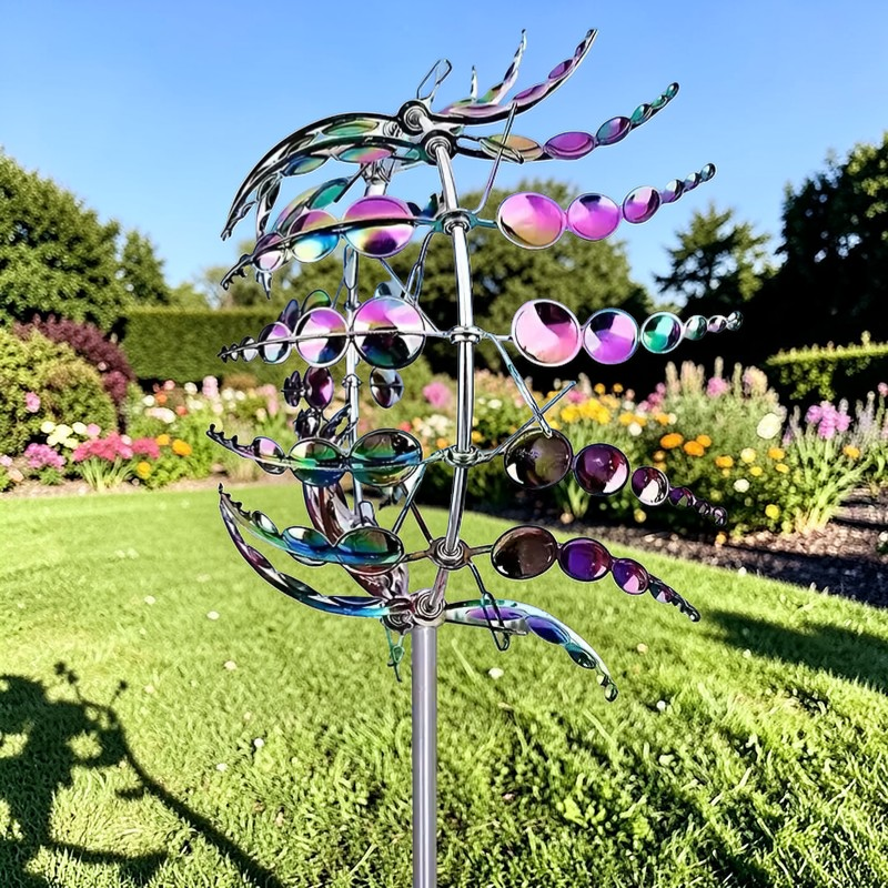 Twilight Twirl | Metal Wind Spinner with Weather-Resistant Design | Kinetic Art for Enchanting Garden Decor