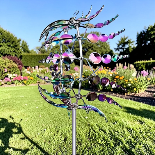 Twilight Twirl | Metal Wind Spinner with Weather-Resistant Design | Kinetic Art for Enchanting Garden Decor