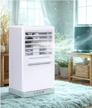 Rinef Personal Oasis white portable air conditioner with 3-in-1 cooling, humidifying, and purifying functions.